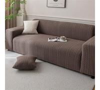 Hixingo Anti-Slip Anti-Scratch Sofa Cover, Simple Modern Plush1 2 3 4 Seater Couchcover Stretch Sofa Covers, Full Coverage Settee Protector Soft Protector for Home Decor (Brown,3 Seater)