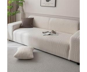 Hixingo Anti-Slip Anti-Scratch Sofa Cover, Simple Modern Plush1 2 3 4 Seater Couchcover Stretch Sofa Covers, Full Coverage Settee Protector Soft Protector for Home Decor (Beige,1 Seater)