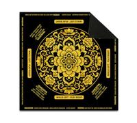 Hixingo Auspicious Floral Mahjong Mat with Rules For Table (Black,19.7”x19.7”)