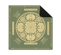 Hixingo Auspicious Floral Mahjong Mat with Rules For Table (Green,27.5”x27.5”)