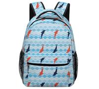 Hixingo Backpack for Kids Teenagers, Children's Backpacks, 3D Printing Rucksack School Bag for Girls Boys, Lightweight Casual Daypack Primary Book Bags (Blue whales,42x31x15cm)