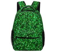 Hixingo Backpack for Kids Teenagers, Children's Backpacks, 3D Printing Rucksack School Bag for Girls Boys, Lightweight Casual Daypack Primary Book Bags (Green Blingling,42x31x15cm)