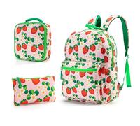 Hixingo Backpack for School Kids, Lightweight Backpack School Bags for Girls Boys and Secondary Large Capacity Rucksack for Children Primary School Bag (White Flower,3 Piece)