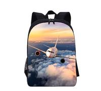 Hixingo Backpack for School Kids, Lightweight School Bags for Boys and Secondary Double Layer Capacity Rucksack for Children Primary School Bag (Airplane 7,16inch)