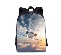 Hixingo Backpack for School Kids, Lightweight School Bags for Boys and Secondary Double Layer Capacity Rucksack for Children Primary School Bag (Airplane 6,16inch)