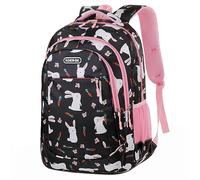 Hixingo Backpack for School Kids, Lightweight School Bags for Girls Boys and Secondary Large Capacity Rucksack for Children Primary School Bag (Rabbit Black,30x46x15cm)