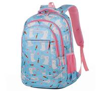 Hixingo Backpack for School Kids, Lightweight School Bags for Girls Boys and Secondary Large Capacity Rucksack for Children Primary School Bag (Rabbit Sky Blue,30x46x15cm)