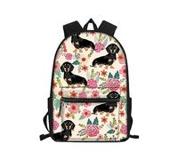 Hixingo Backpack for School Kids, Lightweight School Bags for Girls Boys and Secondary Large Capacity Rucksack for Children Primary School Bag (Dachshund,16inch)
