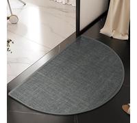 Hixingo Bath Mat Non-slip Absorbent Diatom Mud Bathroom Floor Mat Solid Color Semicircle Linen Woven Ultra-thin Doormat Washable Quick-Drying for Toilet, Shower, Kitchen (Dark Gray (1),40x60cm)