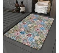 Hixingo Bath Mat Non-slip Absorbent Diatom Mud Soft Quick-Drying Mandala Moroccan Tiles Bathroom Bathtub Shower Floor Kitchen Door Mat with Rubber Bottom, Easy to Clean (Style 6,50x80cm)