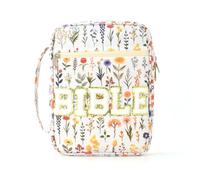 Hixingo Bible Cover Case with a Zip, Bible Covers with Handle for Women and Men Small Bag Carrying Book Case Perfect Gift for Book Lover Girls Mother (20 * 25 * 7cm,White flowers1)