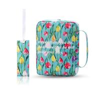 Hixingo Bible Cover Case with a Zip, Bible Covers with Handle for Women and Men Small Bible Cover Bag Carrying Book Case Perfect Gift for Book Lover Girls Mother (Tulips,26x19cm)