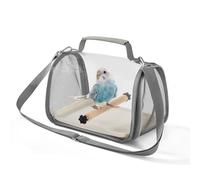 Hixingo Bird Travel Carrier Portable Small Bird Travel Cage with Standing Perch and Tray Breathable Lightweight Backpack for Parrot Pet Small Animals Travel Hiking Camping (26 * 19 * 19cm,Gray)