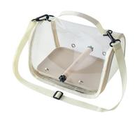 Hixingo Bird Travel Carrier Portable Small Bird Travel Cage with Standing Perch and Tray Breathable Lightweight Backpack for Parrot Pet Small Animals Travel Hiking Camping (25.5 * 19 * 18cm,Beige)