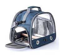 Hixingo Bird Travel Carrier Portable Small Bird Travel Cage with Standing Perch and Tray Breathable Lightweight Backpack for Parrot Pet Small Animals Travel Hiking, Solid Color (Navy blue,33x24x26cm)