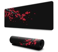 Hixingo Black Sakura Pattern Mouse Mat, Gaming Mouse Pad, Large Mouse Mat, Non-Slip Rubber Base Mouse Pads, Mousepad with Stitched Edges for Office & Home (900x400x3mm,red)