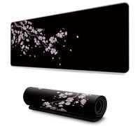 Hixingo Black Sakura Pattern Mouse Mat, Gaming Mouse Pad, Large Mouse Mat, Non-Slip Rubber Base Mouse Pads, Mousepad with Stitched Edges for Office & Home (800x300x3mm,Purple)