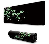 Hixingo Black Sakura Pattern Mouse Mat, Gaming Mouse Pad, Large Mouse Mat, Non-Slip Rubber Base Mouse Pads, Mousepad with Stitched Edges for Office & Home (700x300x3mm,Green)