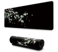 Hixingo Black Sakura Pattern Mouse Mat, Gaming Mouse Pad, Large Mouse Mat, Non-Slip Rubber Base Mouse Pads, Mousepad with Stitched Edges for Office & Home (700x300x3mm,light green)
