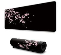 Hixingo Black Sakura Pattern Mouse Mat, Gaming Mouse Pad, Large Mouse Mat, Non-Slip Rubber Base Mouse Pads, Mousepad with Stitched Edges for Office & Home (900x400x3mm,Light pink)
