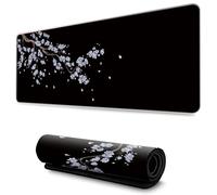 Hixingo Black Sakura Pattern Mouse Mat, Gaming Mouse Pad, Large Mouse Mat, Non-Slip Rubber Base Mouse Pads, Mousepad with Stitched Edges for Office & Home (900x400x3mm,blue)