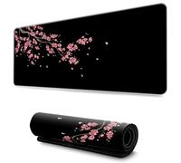 Hixingo Black Sakura Pattern Mouse Mat, Gaming Mouse Pad, Large Mouse Mat, Non-Slip Rubber Base Mouse Pads, Mousepad with Stitched Edges for Office & Home (900x400x3mm,red 2)