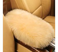 Hixingo Car Armrest Cushion, Furry Auto Centre Console Armrest Pad Faux Sheepskin Wool Car Armrest Seat Box Cover Protector for Most Car Vehicles, Truck, SUV Interior Accessories (Beige,35x24cm)