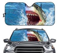 Hixingo Car Windshield Sunshade, 3D Funny Animal Print Front Window Sunshades, Car Sun Shades Windscreen, Heat Shield Sun Visor, Foldable Auto Windscreen Shade for Car (shark)