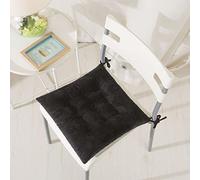 Hixingo Chair Cushions Set of 2, Seat Cushions for Dining Chairs, Crystal Velvet Solid Colours Soft Cotton Kitchen Chair Cushions, Dining Chair Cushions for Garden Armchair Seat Pad (40cm,Black)
