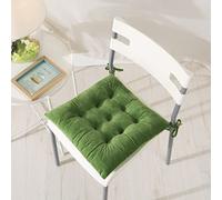 Hixingo Chair Cushions Set of 2, Seat Cushions for Dining Chairs, Crystal Velvet Solid Colours Soft Cotton Kitchen Chair Cushions, Dining Chair Cushions for Garden Armchair Seat Pad (40cm,green)