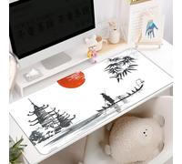 Hixingo Chinese Landscape Large Mouse Mat, Gaming Mouse Pad, Mouse Pad, Mousepad with Stitched Edges, Non-Slip Rubber Base Mouse Pads for Office & Home (1000 * 500 * 3mm,Bamboo leaves)