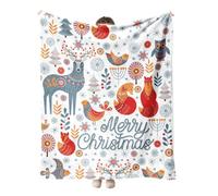 Hixingo Christmas Flannel Throw Blanket, Luxury Snowflake Print Fluffy Fleece Blanket, Soft Cozy Warm Throw Blanket for Bed Couch Sofa Chair, (204x153cm,Fox)