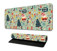 Hixingo Christmas Large Mouse Mat, 2024 Christmas Gaming Mouse Pad, Santa Claus Mouse Pad, Mousepad with Stitched Edges, Non-Slip Rubber Base Mouse Pads for Office Home (800x300x3mm,Light green)