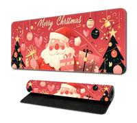 Hixingo Christmas Large Mouse Mat, Cartoon Christmas Gaming Mouse Pad, Santa Claus Mouse Pad, Mousepad with Stitched Edges, Non-Slip Rubber Base Mouse Pads for Office Home (600x300x3mm,Pink)