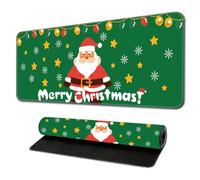 Hixingo Christmas Large Mouse Mat, Cartoon Christmas Gaming Mouse Pad, Santa Claus Mouse Pad, Mousepad with Stitched Edges, Non-Slip Rubber Base Mouse Pads for Office Home (1000x500x3mm,Green)