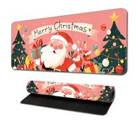 Hixingo Christmas Large Mouse Mat, Fun Christmas Gaming Mouse Pad, Santa Claus Mouse Pad, Mousepad with Stitched Edges, Non-Slip Rubber Base Mouse Pads for Office Home (Coral,900x400x3mm)