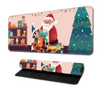 Hixingo Christmas Large Mouse Mat, Fun Christmas Gaming Mouse Pad, Santa Claus Mouse Pad, Mousepad with Stitched Edges, Non-Slip Rubber Base Mouse Pads for Office Home (Pink,600x300x3mm)