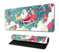 Hixingo Christmas Large Mouse Mat, Fun Christmas Gaming Mouse Pad, Santa Claus Mouse Pad, Mousepad with Stitched Edges, Non-Slip Rubber Base Mouse Pads for Office Home (Aqua,700x300x3mm)