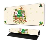 Hixingo Christmas Large Mouse Mat, Fun Christmas Gaming Mouse Pad, Santa Claus Mouse Pad, Mousepad with Stitched Edges, Non-Slip Rubber Base Mouse Pads for Office Home (Beige,1200x600x3mm)