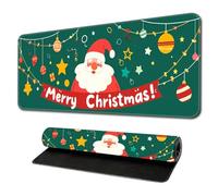 Hixingo Christmas Large Mouse Mat, Fun Christmas Gaming Mouse Pad, Santa Claus Mouse Pad, Mousepad with Stitched Edges, Non-Slip Rubber Base Mouse Pads for Office Home (Green,700x300x3mm)