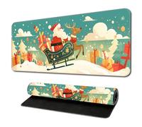 Hixingo Christmas Large Mouse Mat, Fun Christmas Gaming Mouse Pad, Santa Claus Mouse Pad, Mousepad with Stitched Edges, Non-Slip Rubber Base Mouse Pads for Office Home (Blue,1200x600x3mm)