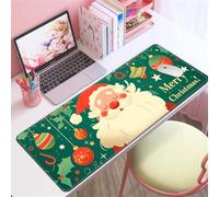 Hixingo Christmas Large Mouse Mat, Gaming Mouse Pad, Santa Claus Mouse Pad, Mousepad with Stitched Edges, Non-Slip Rubber Base Mouse Pads for Office Home (900x400x3mm,Light green)