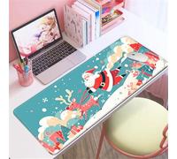 Hixingo Christmas Large Mouse Mat, Gaming Mouse Pad, Santa Claus Mouse Pad, Mousepad with Stitched Edges, Non-Slip Rubber Base Mouse Pads for Office Home (800x300x3mm,Blue)