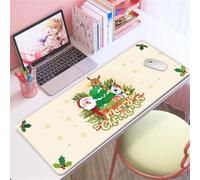 Hixingo Christmas Large Mouse Mat, Gaming Mouse Pad, Santa Claus Mouse Pad, Mousepad with Stitched Edges, Non-Slip Rubber Base Mouse Pads for Office Home (600x300x3mm,Beige)