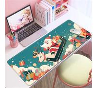 Hixingo Christmas Large Mouse Mat, Green Theme Gaming Mouse Pad, Santa Claus Mouse Pad, Mousepad with Stitched Edges, Non-Slip Rubber Base Mouse Pads for Office Home (Santa Claus 6,600x300x3mm)