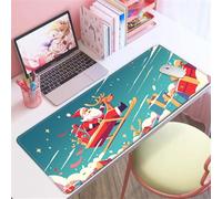 Hixingo Christmas Large Mouse Mat, Green Theme Gaming Mouse Pad, Santa Claus Mouse Pad, Mousepad with Stitched Edges, Non-Slip Rubber Base Mouse Pads for Office Home (Santa Claus 5,600x300x3mm)