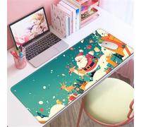 Hixingo Christmas Large Mouse Mat, Green Theme Gaming Mouse Pad, Santa Claus Mouse Pad, Mousepad with Stitched Edges, Non-Slip Rubber Base Mouse Pads for Office Home (Santa Claus 4,700x300x3mm)