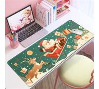 Hixingo Christmas Large Mouse Mat, Green Theme Gaming Mouse Pad, Santa Claus Mouse Pad, Mousepad with Stitched Edges, Non-Slip Rubber Base Mouse Pads for Office Home (Santa Claus 10,600x300x3mm)