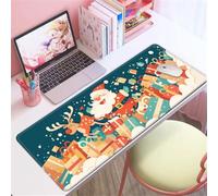 Hixingo Christmas Large Mouse Mat, Green Theme Gaming Mouse Pad, Santa Claus Mouse Pad, Mousepad with Stitched Edges, Non-Slip Rubber Base Mouse Pads for Office Home (Santa Claus 8,600x300x3mm)