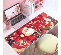 Hixingo Christmas Large Mouse Mat, Red Christmas Gaming Mouse Pad, Santa Claus Mouse Pad, Mousepad with Stitched Edges, Non-Slip Rubber Base Mouse Pads for Office Home (Merry Christmas,800x300x3mm)